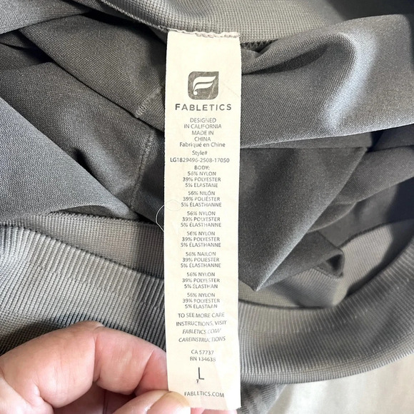 Fabletics Gray Leggings, Tiger Striped Print on the Bottom Size Large - Picture 5 of 5